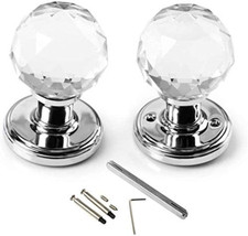 65Mm Crystal Large Door Knob VIRILL Glass Door Handle Clearwith DIY Screw Set..