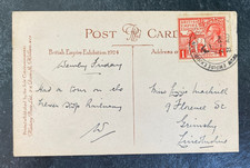 G.B. WEMBLEY 1924 INDIAN PAVILION POSTCARD. SOME MARKS/WEAR. WORN EDGES/CORNERS.