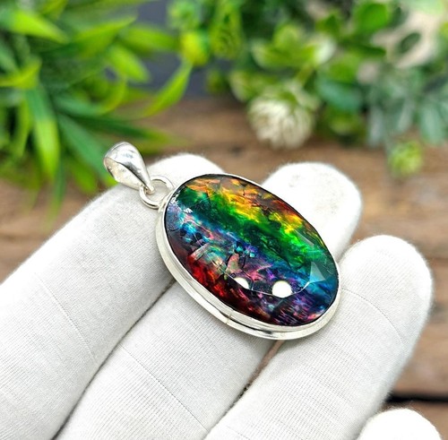 Ammolite gemstone pendant 925 - ammolite,