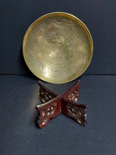 Vintage chinese engraved brass - engraved,