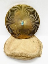 VINTAGE GOLD COLOURED LE RAGE POWDER COMPACT CENTRE JEWEL WITH POUCH