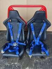 Pair BB6 RS Bucket Sports Seats Luke Racing Harnesses Mini R56 Bolt In Half Cage