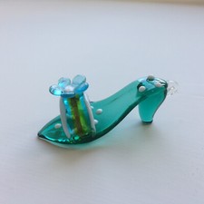 Lampwork Glass Blue Shoe Christmas Xmas Decoration Pendant - Small Novelty