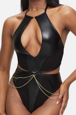 Ann Summers - LOVESTRUCK -Crotchless BODY Size M 12-14 New Tags -RRP £40 Black