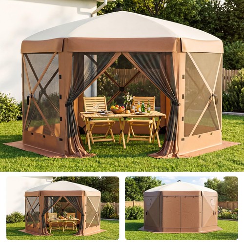 13x13ft sided pop gazebo - 6-sided, up