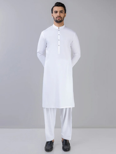 White mens lightweight shalwar - white,