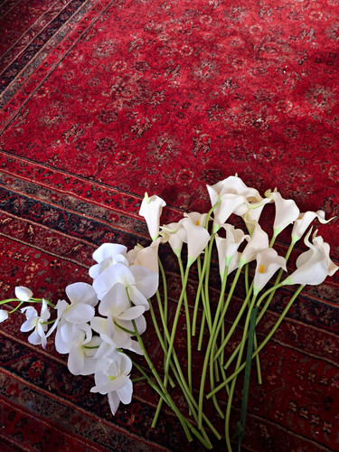 Artificial white green calla - white,