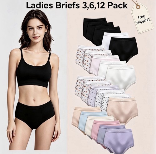 Ladies briefs 12 pack - briefs, 3,6,12