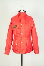 Barbour International A7 Brass Belted Red Biker Men's Jacket Coat Size XL