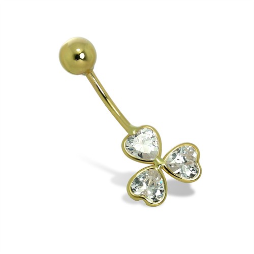 9ct gold crystal clover - gold,