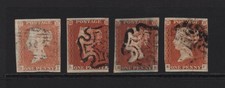 GB, Queen Victoria, Penny Red Imperfs x4. Ivory Head/Blued Paper. Free P&P.