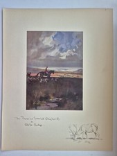 Antique Coloured Fox Hunting Sketch Print 1928 Horse Devon + Somerset Staghounds