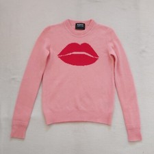 Marcus Lupfer pink jumper Lips design 100% virgin wool Made in Italy VGC Size XS