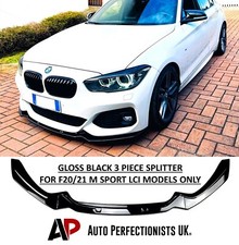 BMW 1 Series F20 F21 LCI Gloss Black Front Splitter Spoiler Lip M Sport 15-19