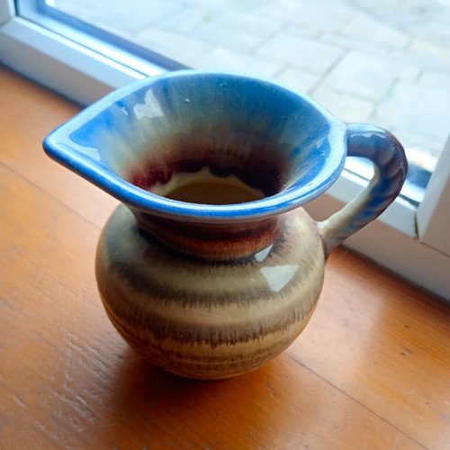 Blue brown beige - blue/brown/beige, glossy