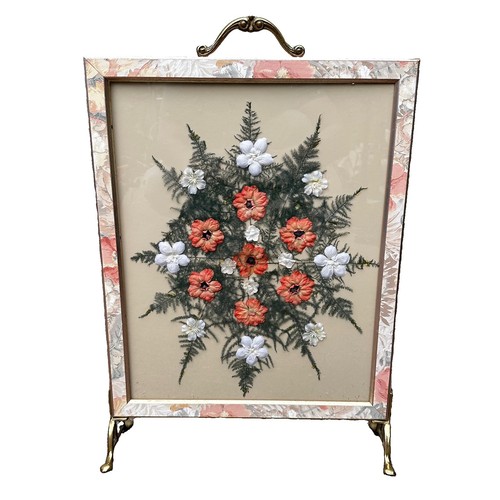 Vintage floral firescreen fire - vintage,