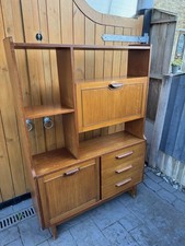Mid Century Stateroom Teak Veneer Room Divider/Lounge Bookcase Display Unit