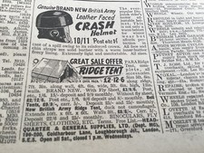 ROYAL ENFIELD 350 SV   BRITISH ARMY CRASH HELMET PERIOD 1951 MOTORCYCLE ARTICLE.