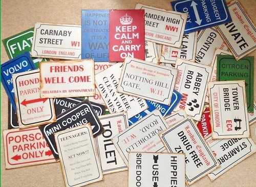 Vintage metal tin signs - vintage,