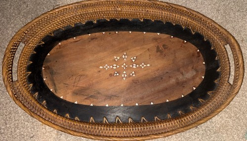 Large indonesian rattan tray - large,