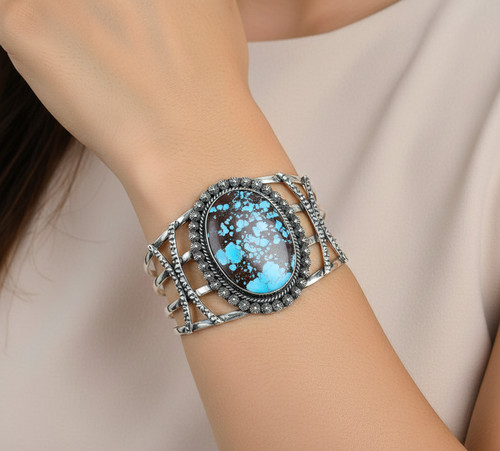 Real turquoise handmade cuff - real,