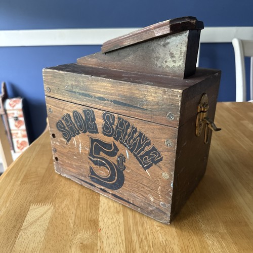 Vintage wooden shoe shine - wooden, box