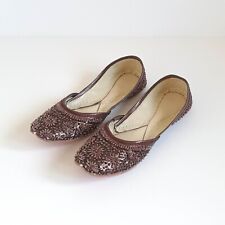 Unbranded Indian Shoes Flats Jutti Pumps Leather Brown Women Size 5 Wedding