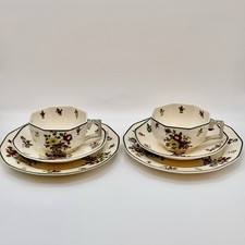 Set Of 2 Royal Doulton Old Leeds Sprays Cup, Saucer & Plate Trio Set Floral
