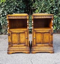 MATCHING PAIR OF SOLID OAK BEDSIDE CUPBOARDS