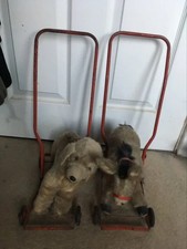 Chiltern Toys Vintage Push Along Poodle Dog & Donkey On Wheels