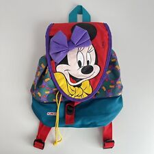 Vintage Disney Minnie Mouse Backpack 90’s Bag Drawstring Rucksack Purple & Green