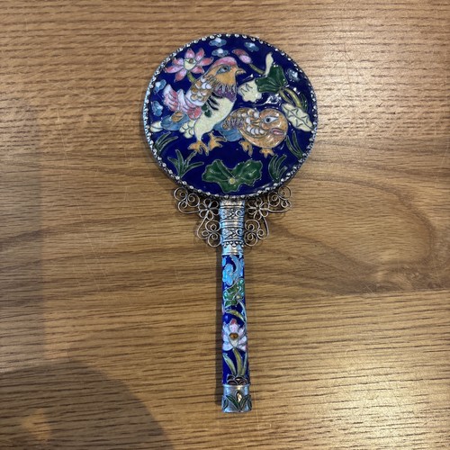 Floral enamel mirror vintage - floral,