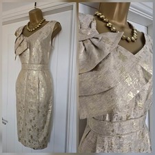 Vintage 1960s style gold cocktail Christmas Party dress Sz 12 Marks and Spencer 