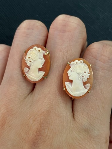 Vintage shell cameo screwback - cameo,