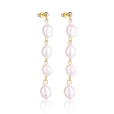 Natural Pearl Long drop gold
