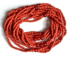❤️  Vintage Faux Coral Necklace, Collectible, 3 strings Opera Lengh