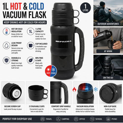 Vacuum flask hot - 1l, cold