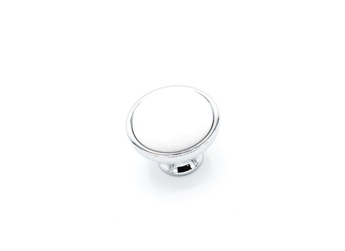 White polished chrome knob - white,