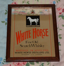 WHITE HORSE Fine Old Scotch Whisky Picture Mirror - SMALL SIZE 22cm By 17cm RARE