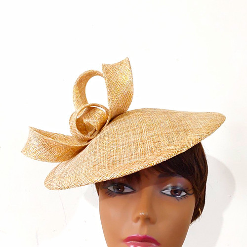 Ladies gold sinamay facinator - sinamay,