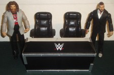 WWE WRESTLING FIGURE MATTEL COMMENTATORS ANNOUNCE TABLE MICK FOLEY COREY GRAVES