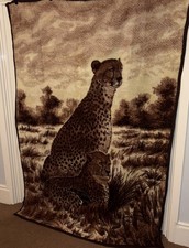 Biederlack Vintage Leopard Reversible Blanket Throw Large 61"x85”  West Germany