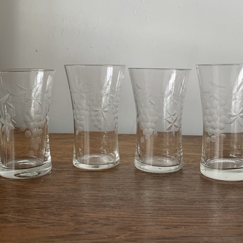 Vintage hand blown etched - hand, &