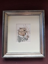 ANTIQUE LOUIS WAIN SMALL  HAND COLOURED 1912 PRINT  NEW  FRAME 7"x6"