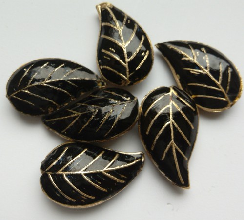 Cloisonne leaf beads - 6,