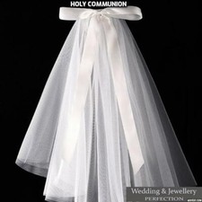 Girls 2 Tier White First Holy Communion Veil with Satin Bow Wedding Girl New 36"
