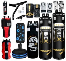 Punch Bag Set Filled 5ft/4ft/3ft Heavy Duty Hanging MMA Kickboxing Training Kit