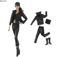 Black Leather Clothes Set For