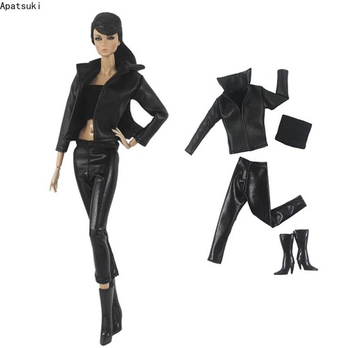 Black leather clothes set for - leather,