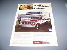 VINTAGE..1974 GMC TRUCK & "AMERIGO" CAMPER..1-PAGE COLOR SALES AD...RARE! (828T)